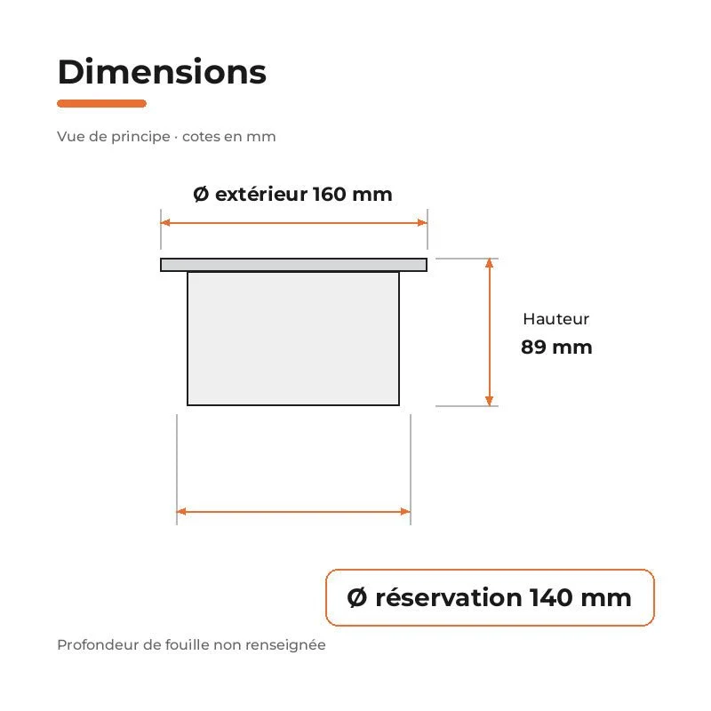 Spot Extérieur Encastrable 12W IP67 220V Sol 30° Ø160mm