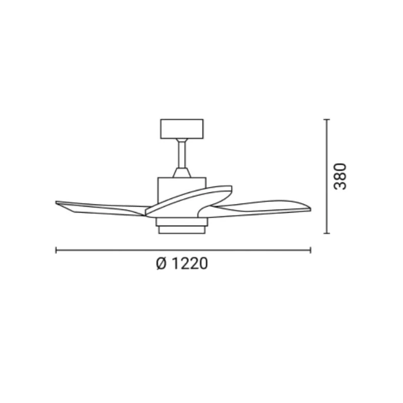 Ventilateur de Plafond LED 18W CCT Noir et Effet Bois avec Télécommande Ø122cm