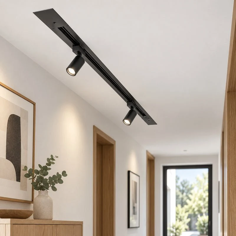 Rail Encastrable Monophasé Plat 1m Noir