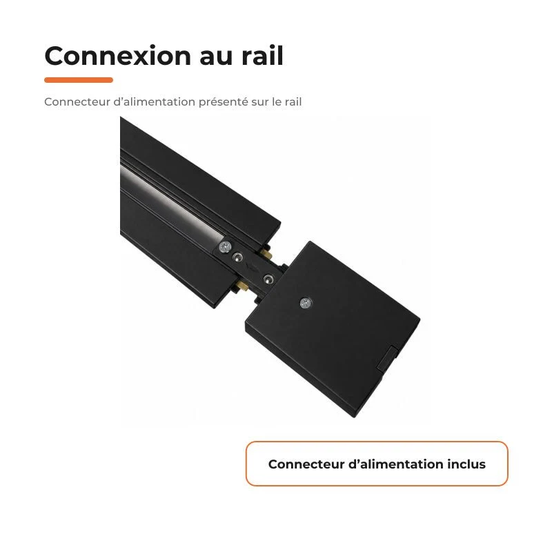 Rail Encastrable Monophasé Plat 1m Noir