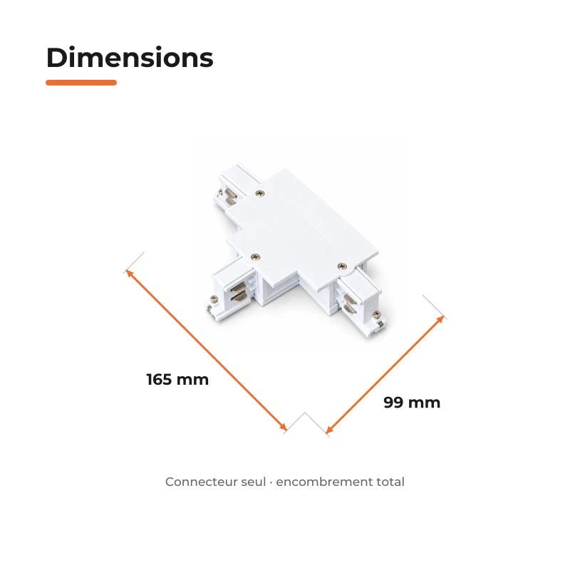 Connecteur T Rail Encastrable Triphasé Blanc