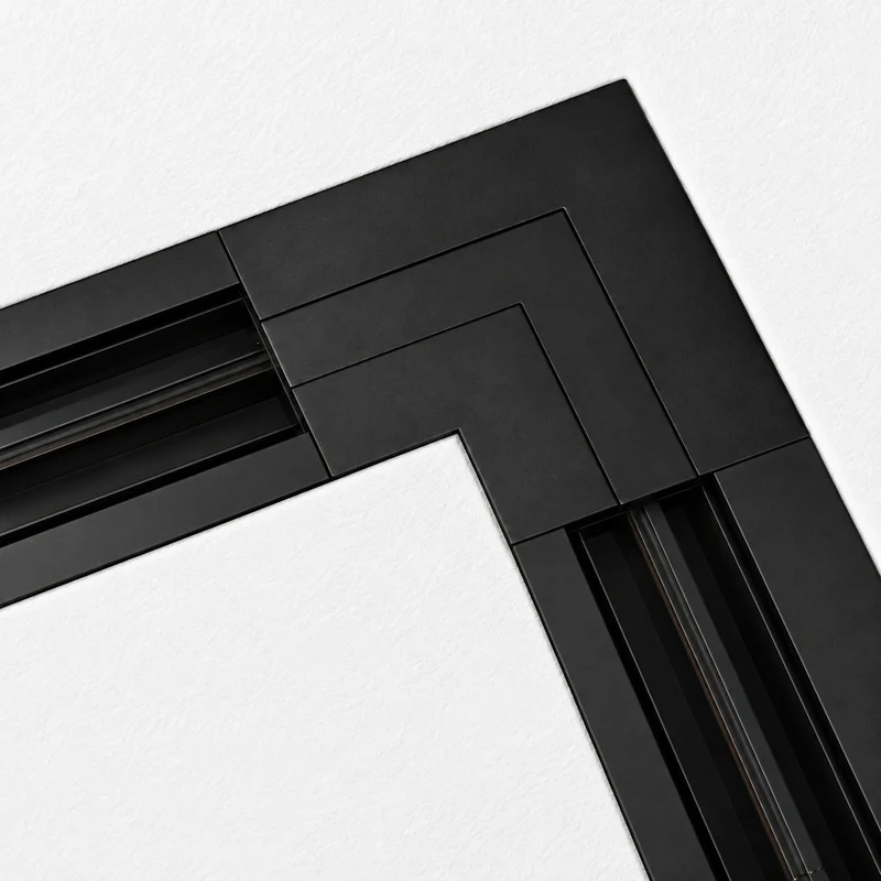 Connecteur L Rail Encastrable Triphasé Angle 90° Noir