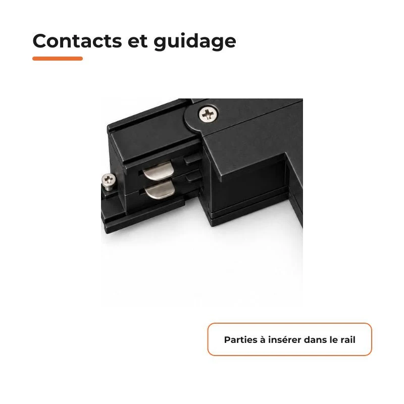 Connecteur L Rail Encastrable Triphasé Angle 90° Noir
