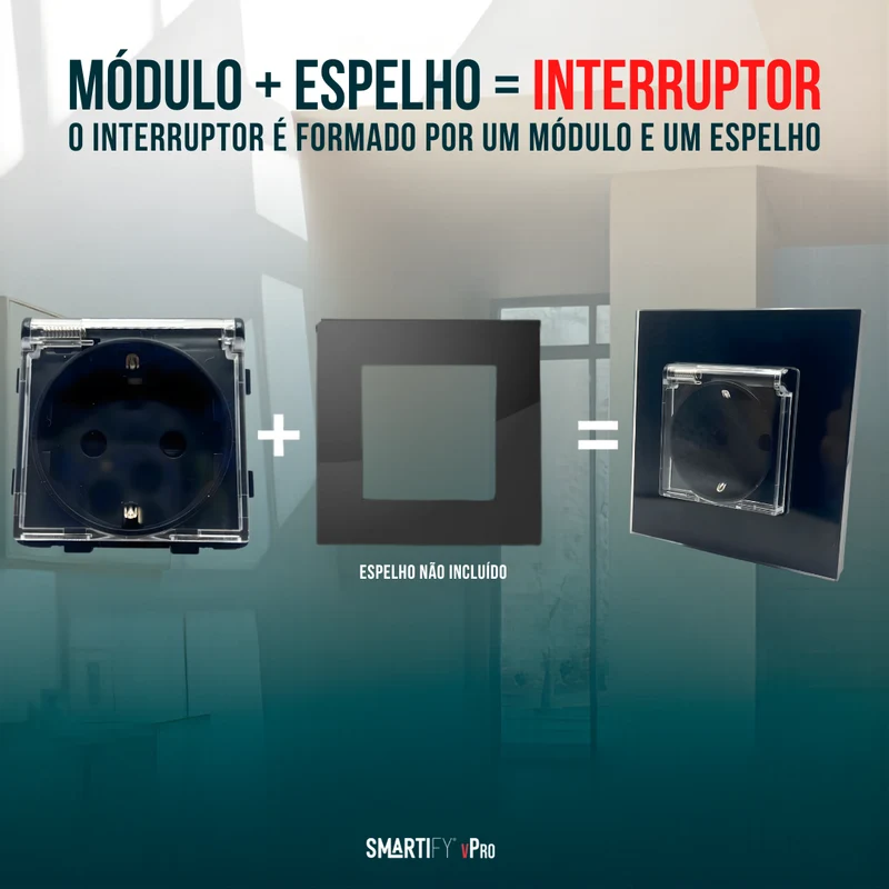 Smartify vPro Módulo Tomada com Tampa Transparente Preto – SYPMTPENOPR