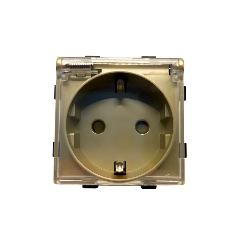 Smartify vPro Módulo Tomada com Tampa Transparente Dourado – SYPMTPENODR