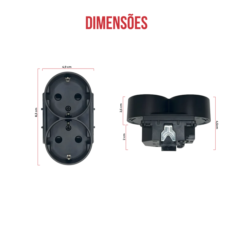 Smartify vPro Módulo Tomada Dupla 2-em-1 Preto - SYPMTDENOPR