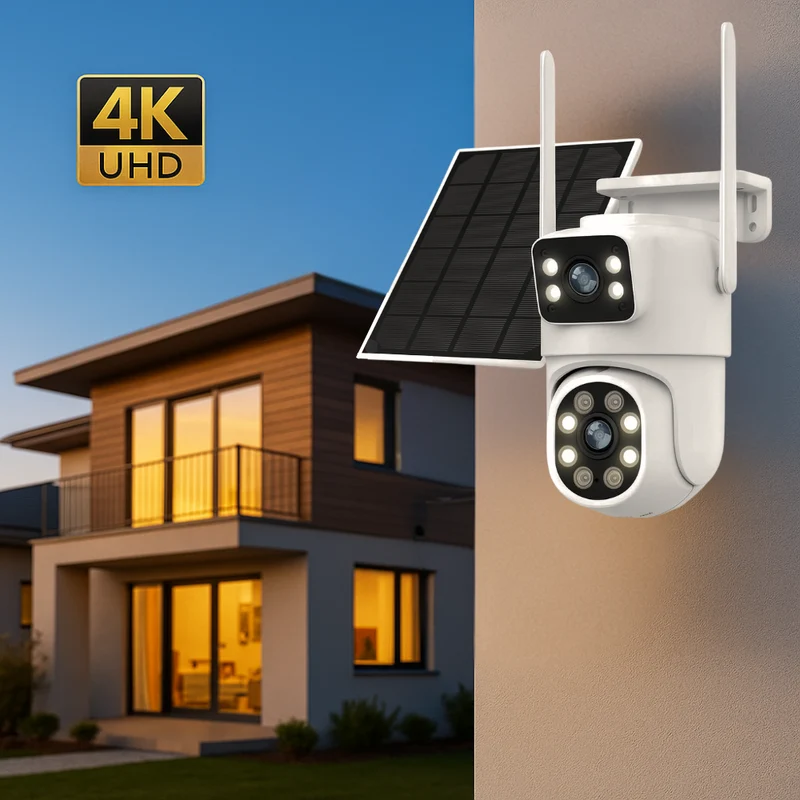 Caméra de Surveillance Solaire PTZ 4K Tuya Double Ojbjectif (8MP)