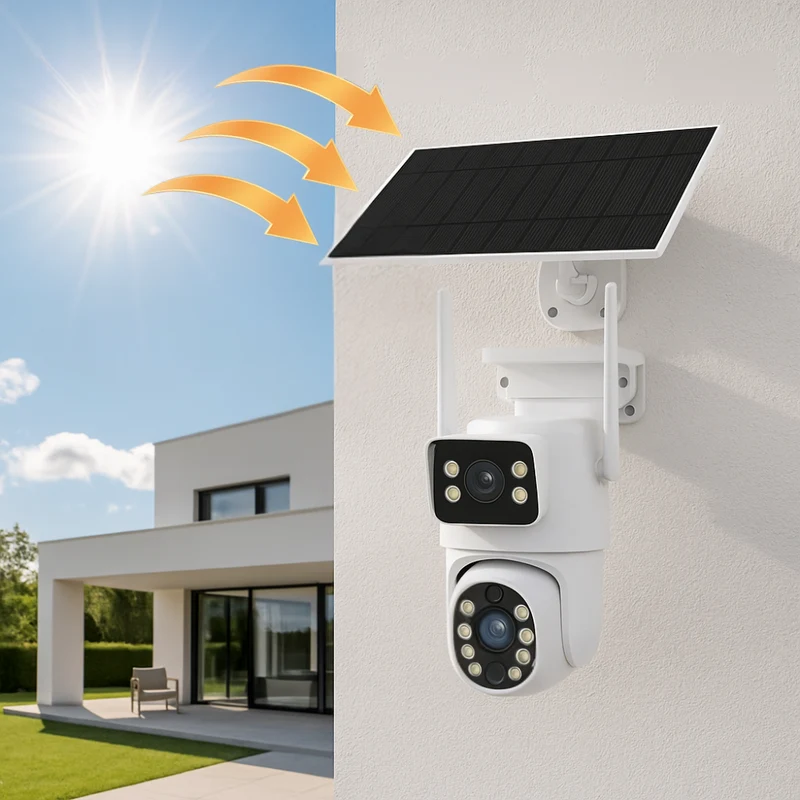 Caméra de Surveillance Solaire PTZ 4K Tuya Double Ojbjectif (8MP)