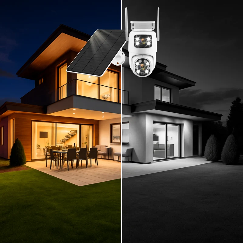 Caméra de Surveillance Solaire PTZ 4K Tuya Double Ojbjectif (8MP)
