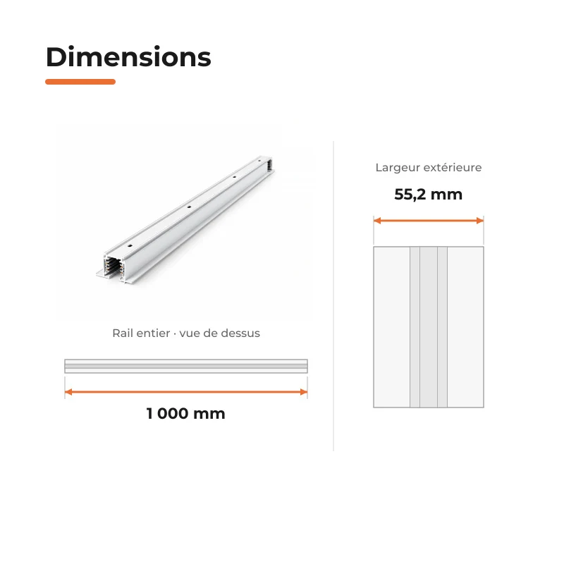 Rail Encastrable Triphasé 1m Blanc