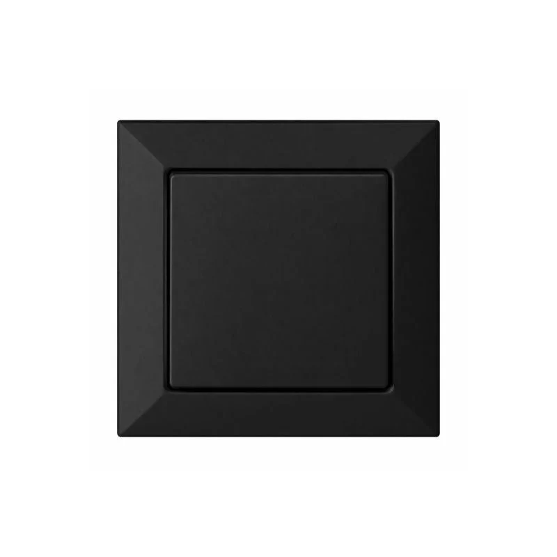 Interrupteur Mural Simple Encastré 10A + Plaque de Finition Simple - Noir mat