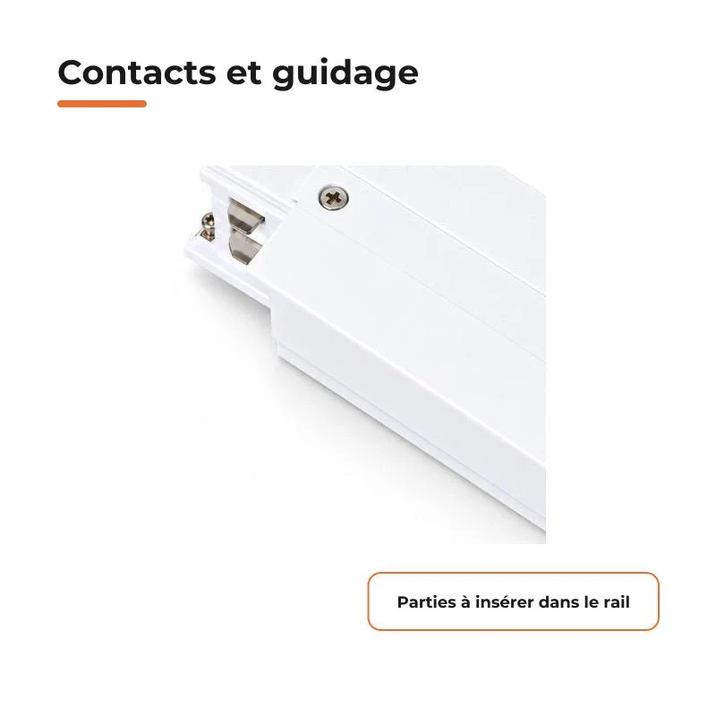 Connecteur Droit Rail Encastrable Triphasé Blanc