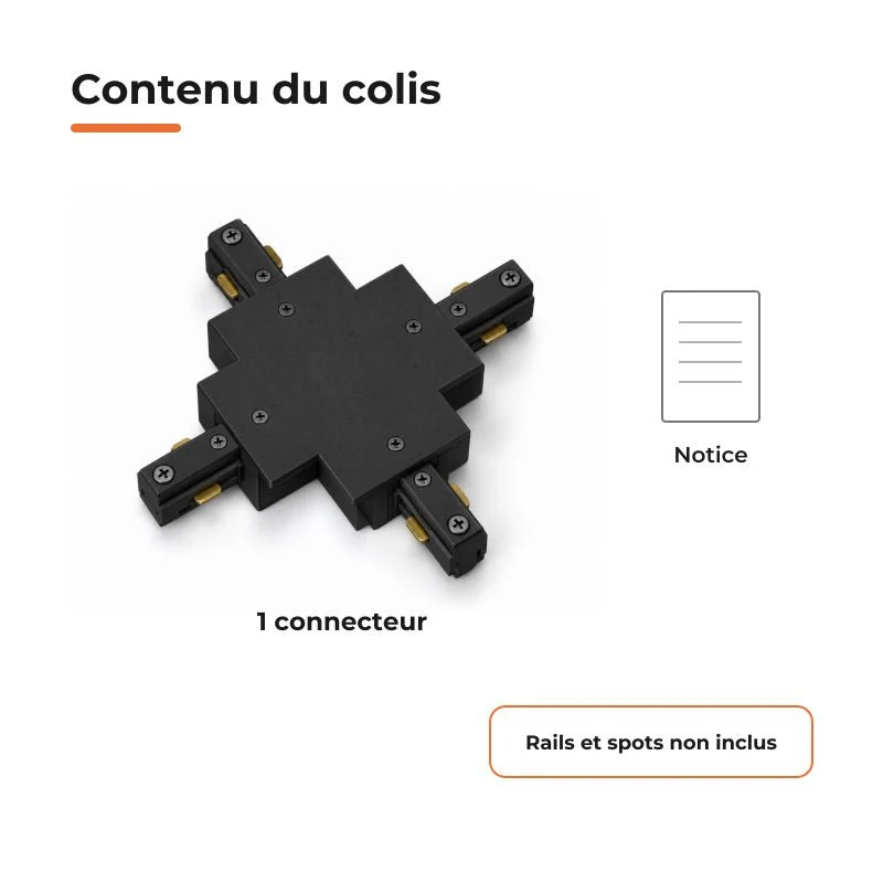 Connecteur X Rail Encastrable Monophasé Noir