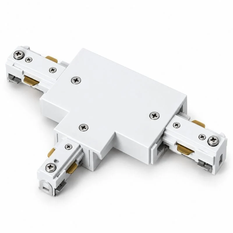 Connecteur T Rail Encastrable Monophasé Blanc
