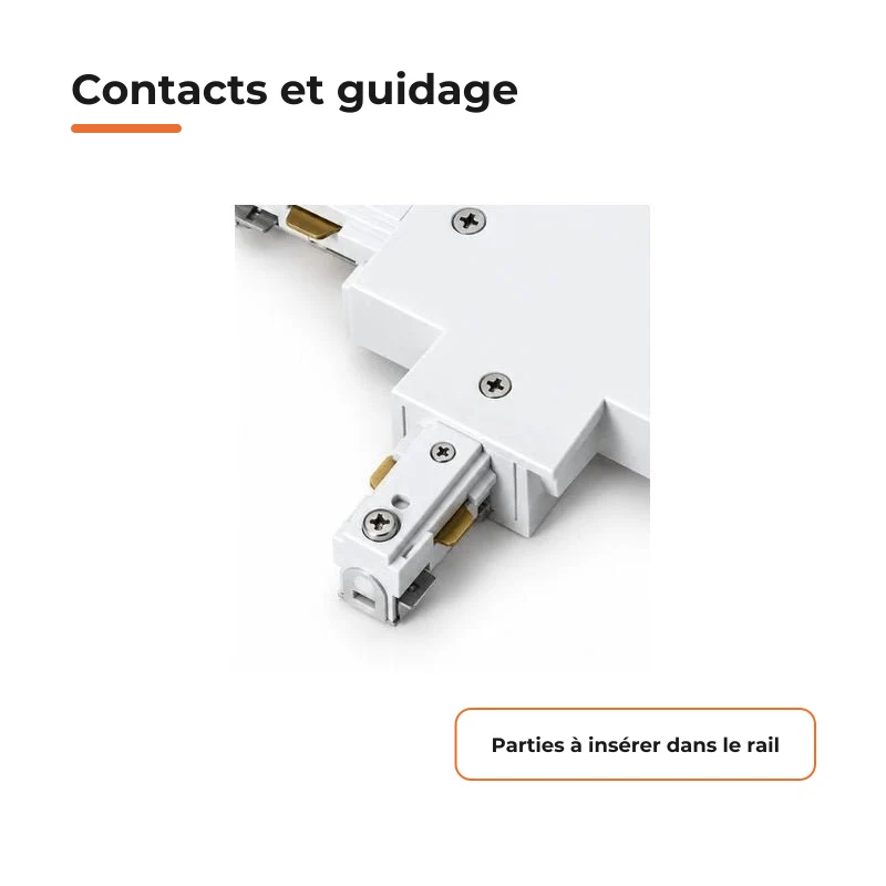 Connecteur T Rail Encastrable Monophasé Blanc