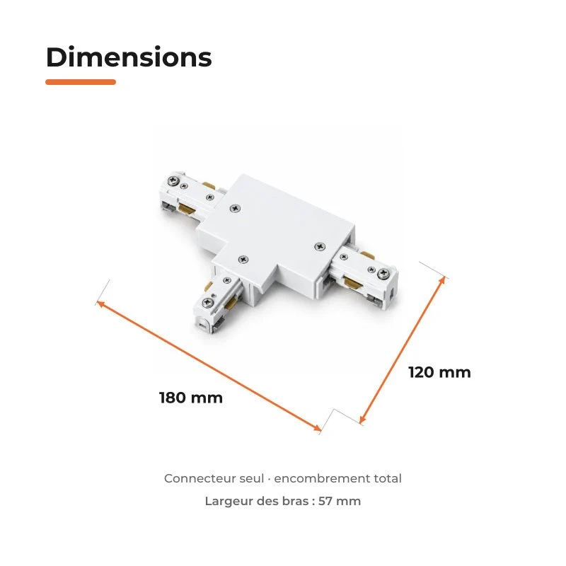 Connecteur T Rail Encastrable Monophasé Blanc