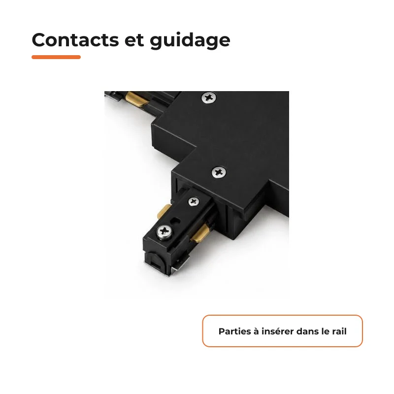 Connecteur T Rail Encastrable Monophasé Noir