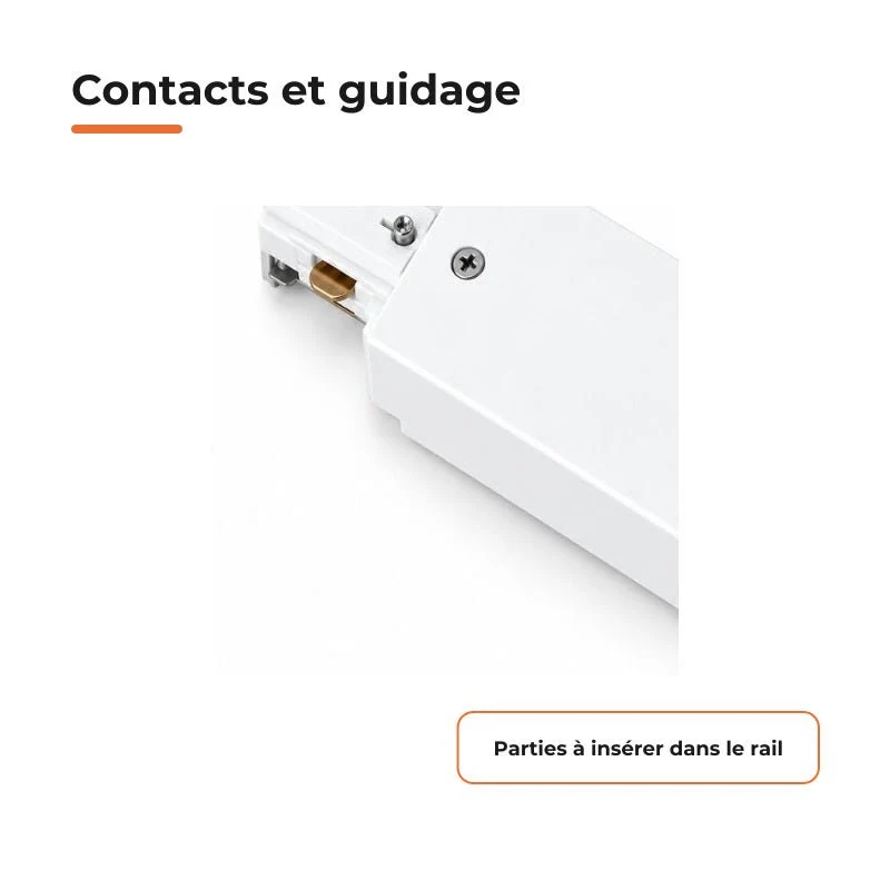 Connecteur Droit Rail Encastrable Monophasé Blanc