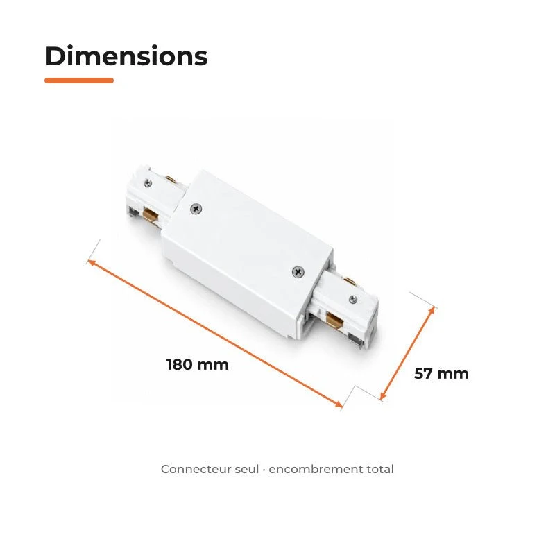 Connecteur Droit Rail Encastrable Monophasé Blanc