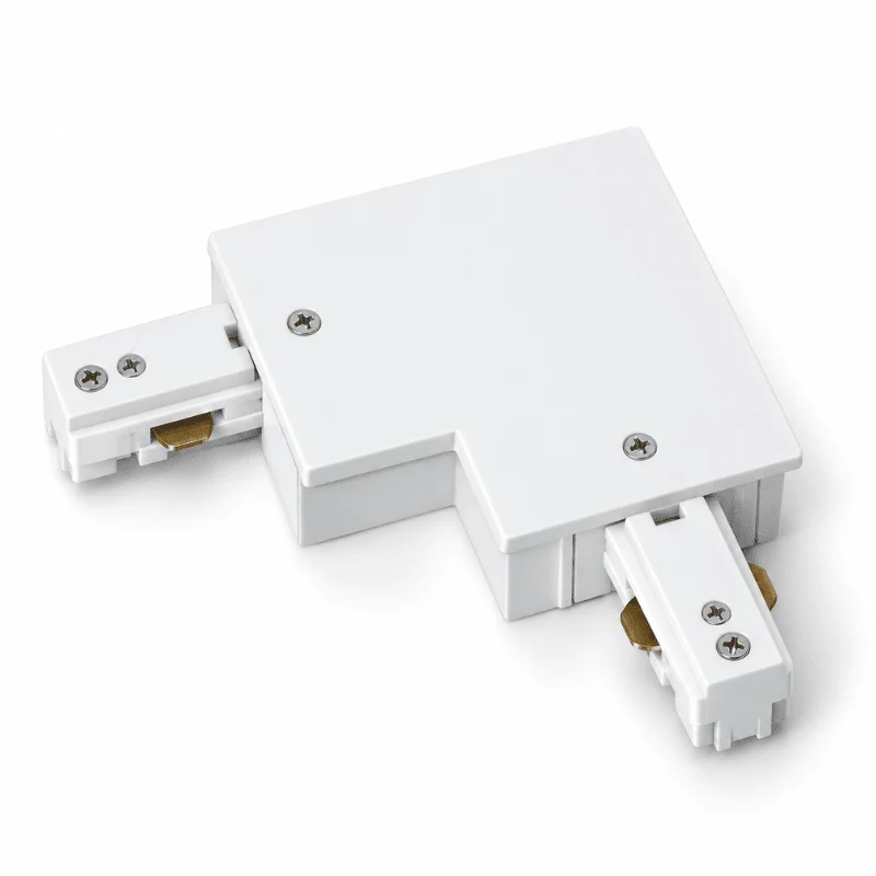 Connecteur L Rail Encastrable Monophasé Angle 90° Blanc