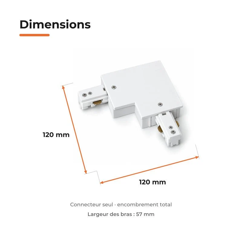 Connecteur L Rail Encastrable Monophasé Angle 90° Blanc