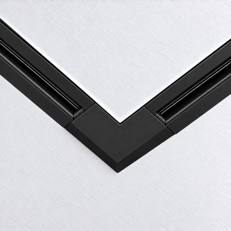 Connecteur L Rail Encastrable Monophasé Angle 90° Noir