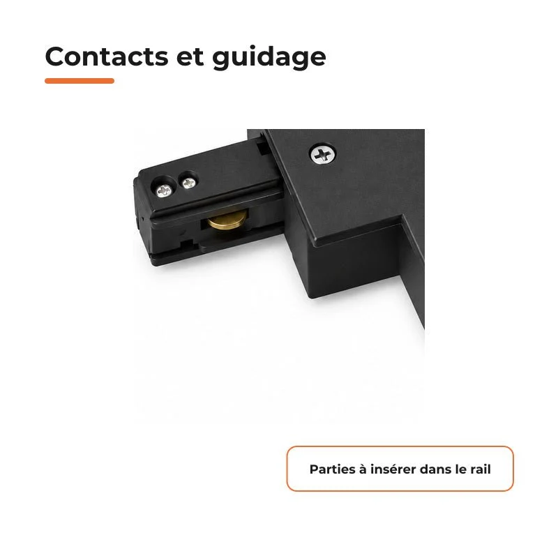 Connecteur L Rail Encastrable Monophasé Angle 90° Noir