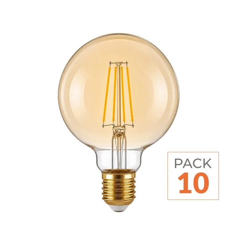 Ampoule LED Filament Connectée Wifi E27 4W Ambrée G95 CCT - 2700K/6500K - Pack de 10