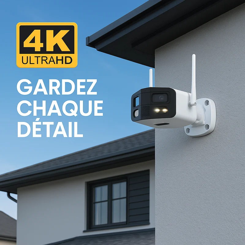 Caméra de surveillance extérieur Grand Angle 180° 4K (8MP) Tuya