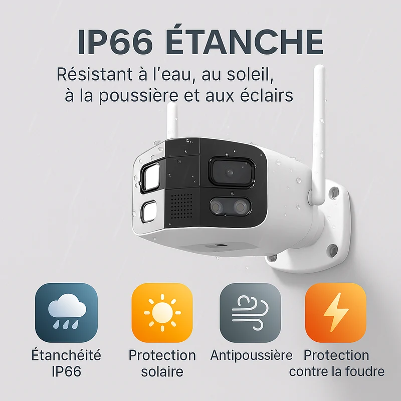 Caméra de surveillance extérieur Grand Angle 180° 4K (8MP) Tuya