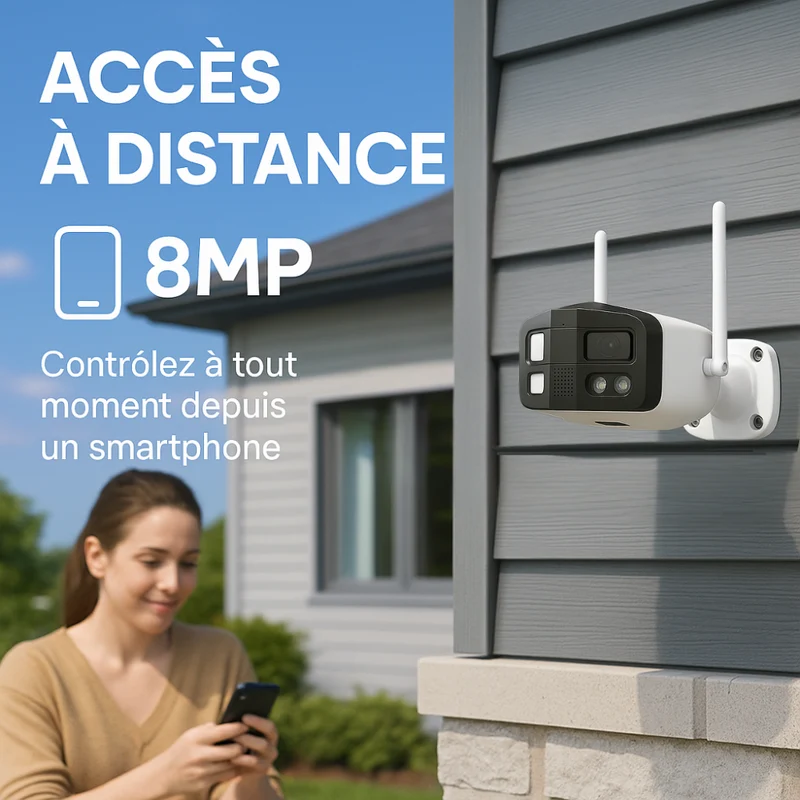 Caméra de surveillance extérieur Grand Angle 180° 4K (8MP) Tuya
