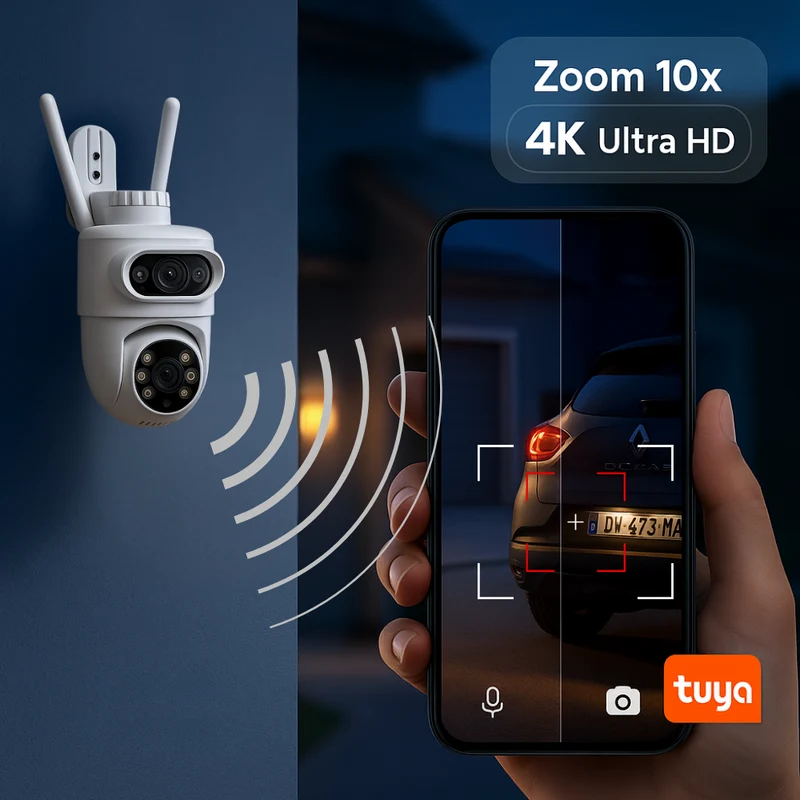 Caméra extérieur PTZ WiFi 4K Double Objectif (8MP) Tuya