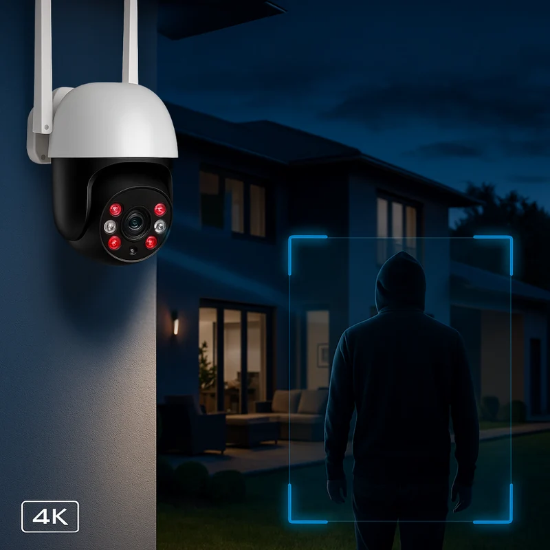 Caméra Extérieur WiFi PTZ 4K Tuya avec Détection IA (8MP)