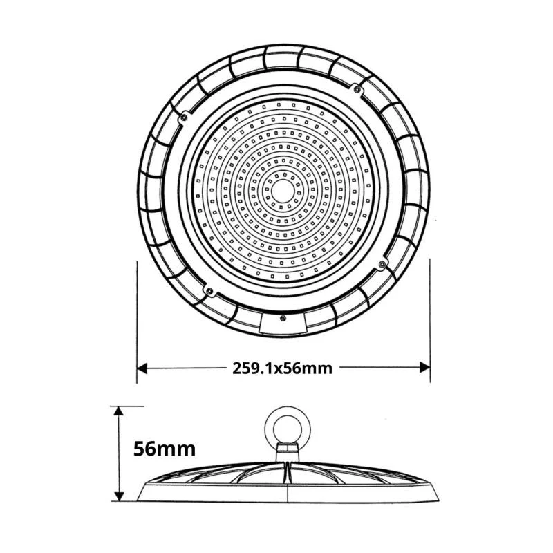 Suspension Industrielle LED HighBay UFO 100W IP65 90°