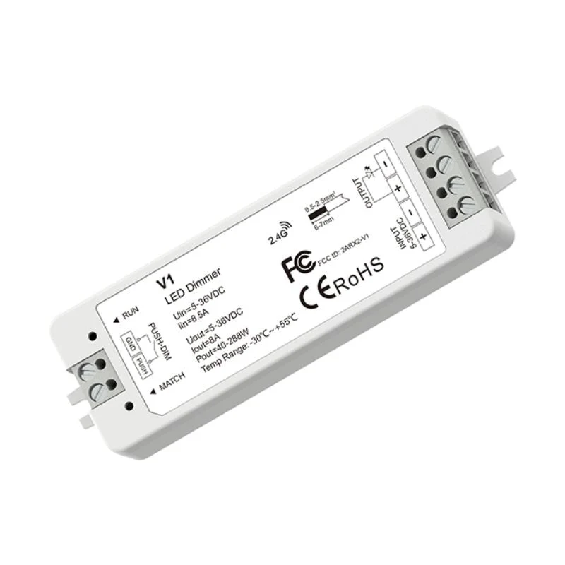 Kit Contrôleur LED Monocouleur RF 5-36V DC Max 8A avec Télécommande - Noir