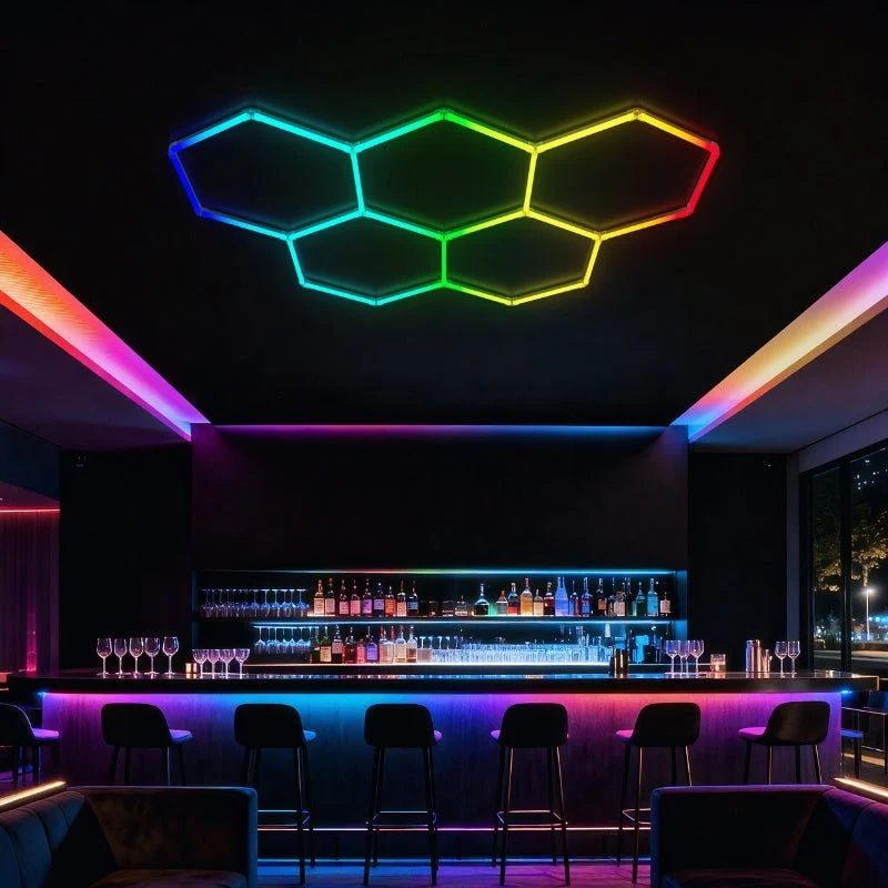 Kit 5 LED Hexagonal RGB 42W 110lm/w