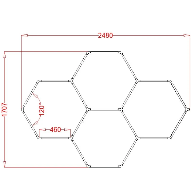 Kit 4 LED Hexagonal RGB 34W 110lm/w