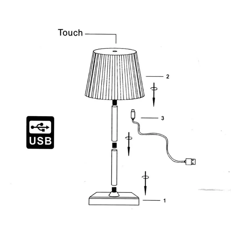 Lampe de Table Rechargeable Tactile Blanche Design 3W CCT - 3000K/4200K/6400K