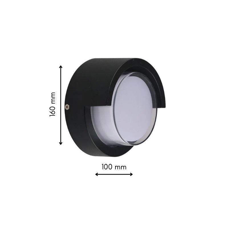 Applique Murale LED 15W Noire Ronde IP65 CCT avec Cache - 3000K/4200K/6400K