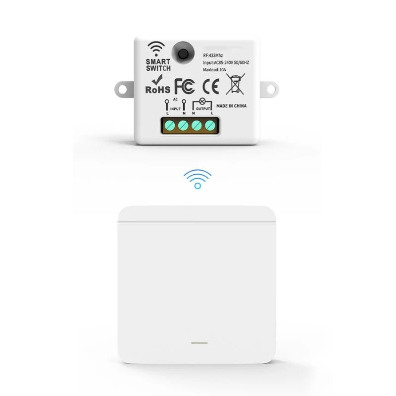 Interrupteur Mural sans Fil Bouton Simple avec Récepteur 220V 10A