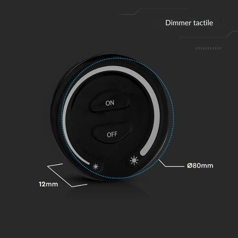 Variateur Led Tactile Rond Noir Monochrome