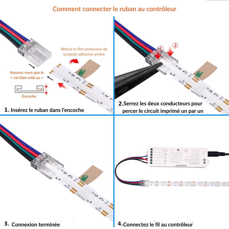 Connecteur Double Pour Ruban COB RGB 10 mm