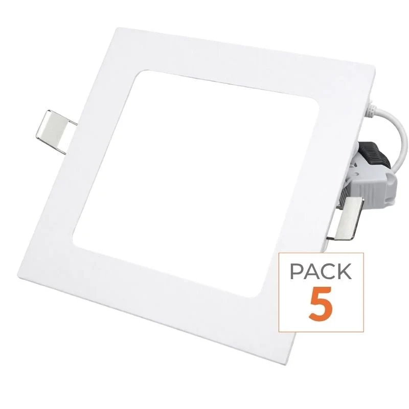 Spot LED Extra Plat Carré 6W Blanc - Pack de 5