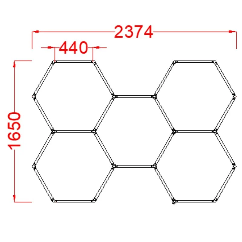 Kit 5 éclairages LED Hexagonal 156W - 110lm/W