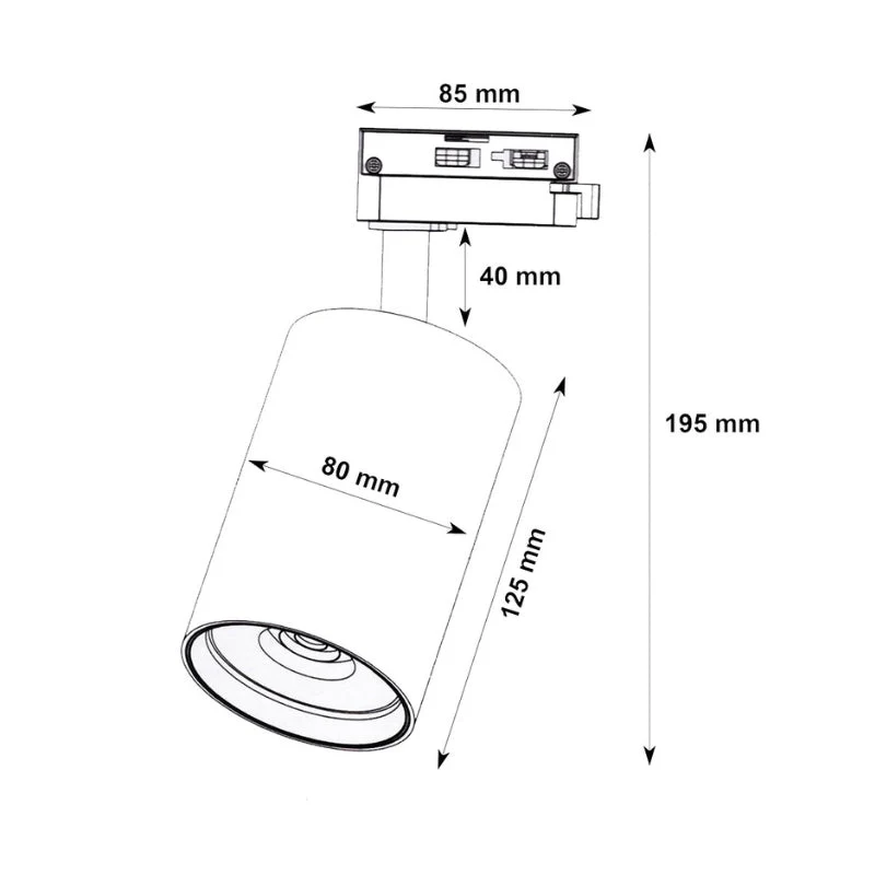 Spot LED sur Rail Triphasé CCT 30W 60° Blanc - 3000K/4000K/6500K - Pack de 20