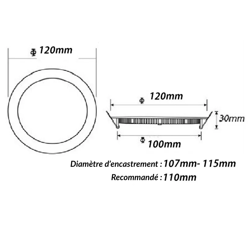 Spot LED Encastrable Rond ALU 6W CCT - 3000K/4000K/6500K