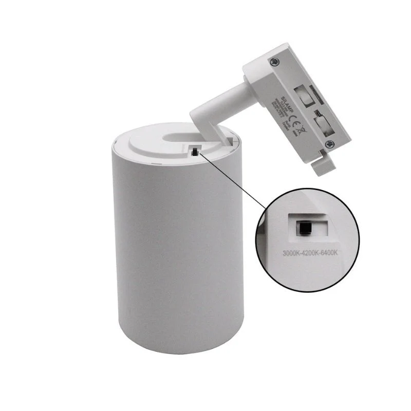 Spot LED sur Rail Monophasé CCT 30W 60° Blanc - 3000K/4000K/6500K - Pack de 20