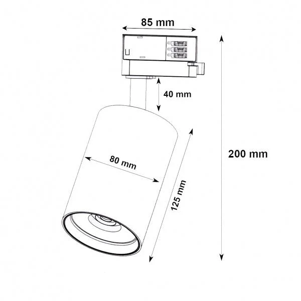 Spot LED sur Rail Triphasé CCT 30W 60° Noir - 3000K/4000K/6500K - Pack de 20