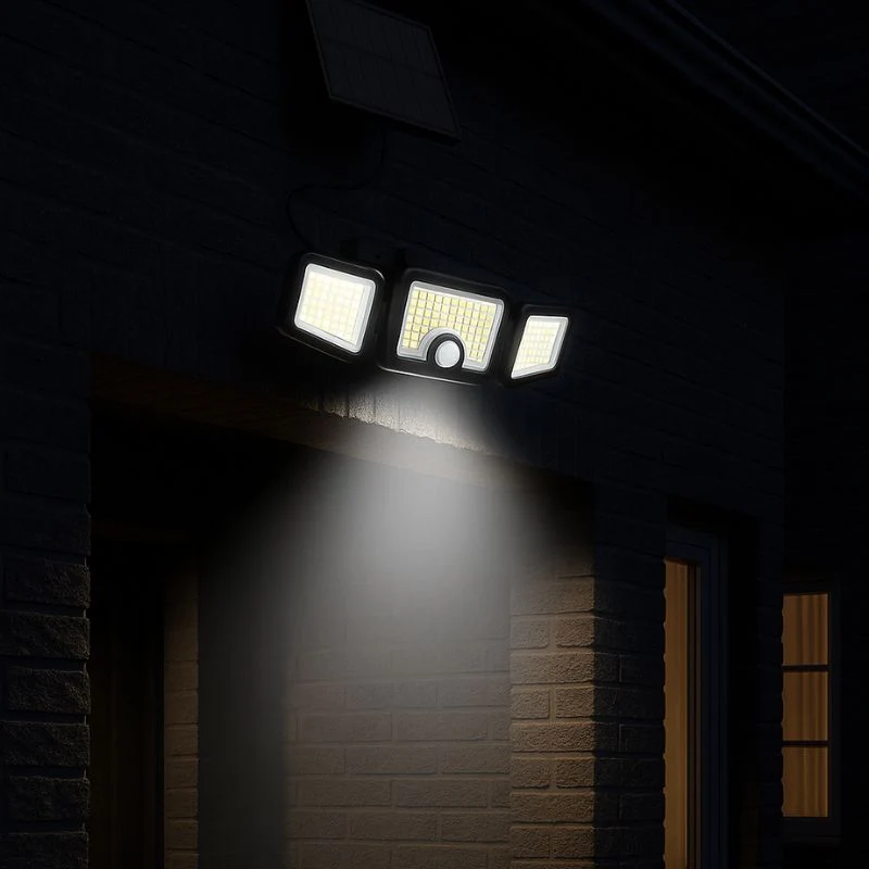 Lampe Solaire d'Extérieur 3 Têtes IP65 avec Détecteur de Mouvement
