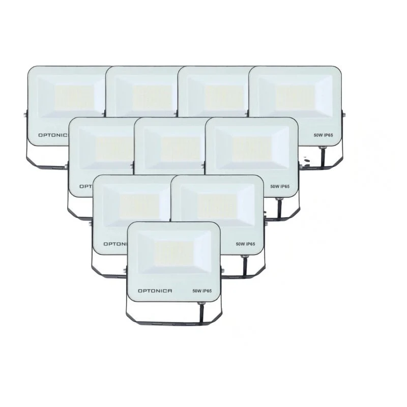 Pack de 10 - Projecteur 50W IP65 CCT Noir - 3000K/4000K/6000K